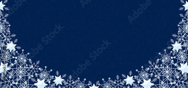 Fototapeta 雪の結晶　フレーム　水色　背景　青　ダスト（青）