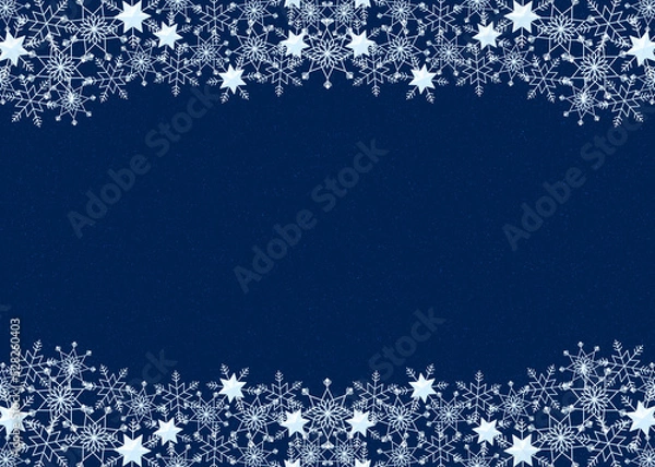Fototapeta 雪の結晶　フレーム　水色　背景　青　ダスト（青）