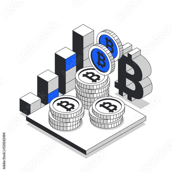 Obraz Bitcoin 3D isometric modern illustration