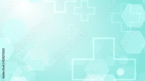 Obraz Abstract hexagon cross geometric blue green pattern medical background.