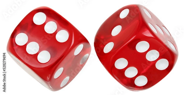Obraz two red transparent dice