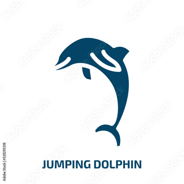 Fototapeta jumping dolphin vector icon. jumping dolphin, dolphin, fish filled icons from flat free animals concept. Isolated black glyph icon, vector illustration symbol element for web design and mobile apps