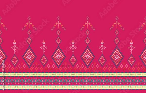Fototapeta Abstract geometric pattern, Aztec style or Geometric ethnic oriental pattern traditional, usage design for wallpaper,fabric,curtain,carpet,clothing,Batik,wrapping,vector illustration, Embroidery style