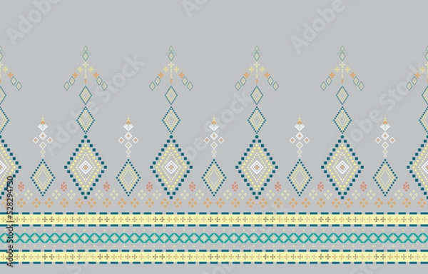 Fototapeta Abstract geometric pattern, Aztec style or Geometric ethnic oriental pattern traditional, usage design for wallpaper,fabric,curtain,carpet,clothing,Batik,wrapping,vector illustration, Embroidery style