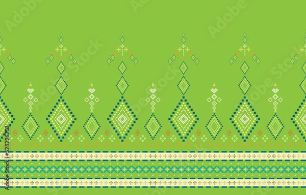 Fototapeta Abstract geometric pattern, Aztec style or Geometric ethnic oriental pattern traditional, usage design for wallpaper,fabric,curtain,carpet,clothing,Batik,wrapping,vector illustration, Embroidery style