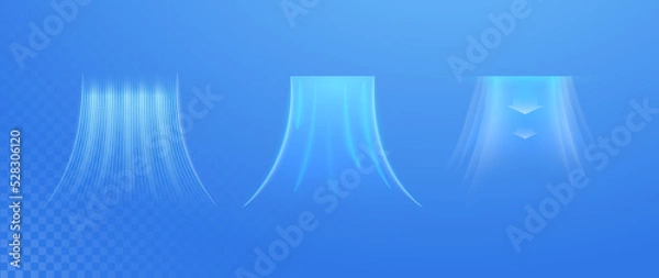 Obraz Air flow on a light background. Light effect of fresh purified air. Vector illustration