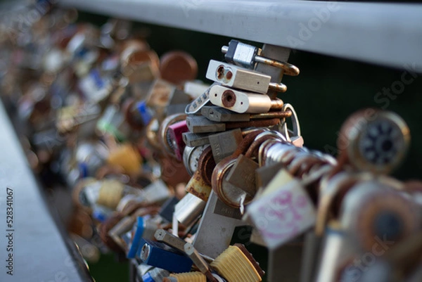 Fototapeta Padlocks on a Bridge