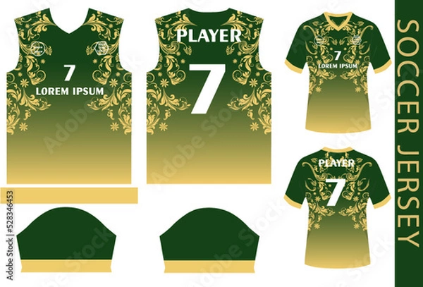 Obraz soccer jersey design template with pattern and mockup