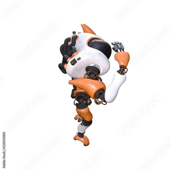 Fototapeta Cartoon roboter. Character for collages, Clipart, photobashing. 3d rendering illustration PNG.