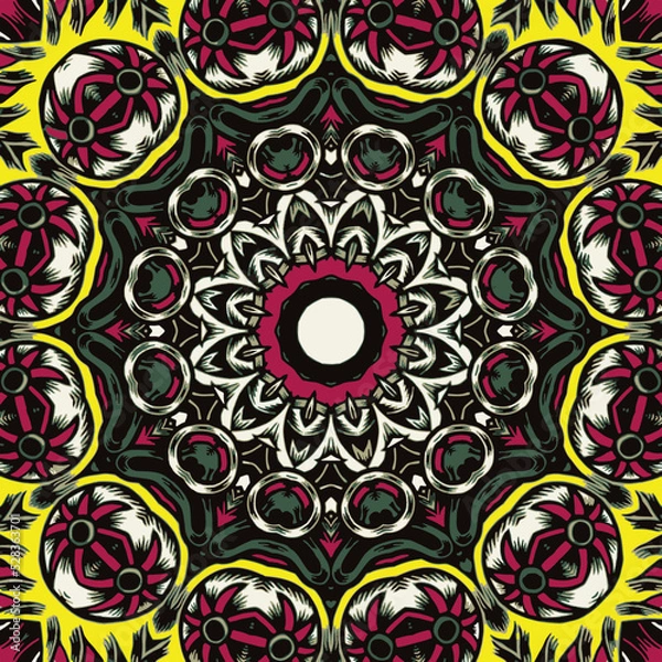 Fototapeta Abstract festive colorful mandala vector ethnic tribal pattern