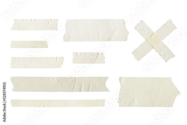 Fototapeta Adhesive tape set isolated on transparent background. Png realistic design element.