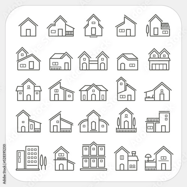 Obraz Houses icons set, Real estate, Line icon, EPS10