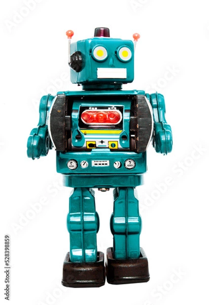 Obraz metallic robot toy standing transparent 