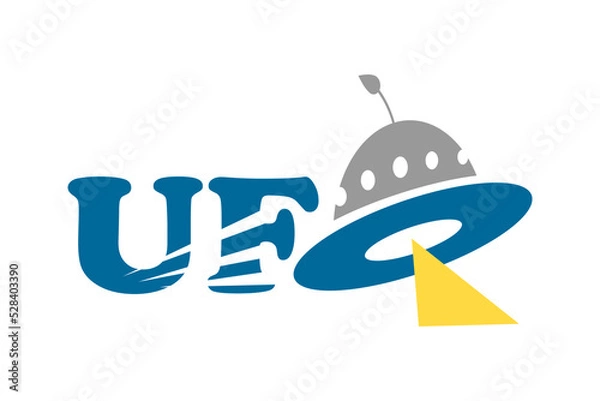 Fototapeta Fancy ufo logotype with alien spaceship element