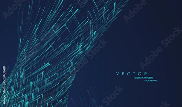 Fototapeta Glowing lines on blue background