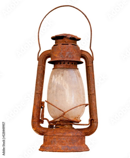 Fototapeta Old rusty lantern isolated on white background