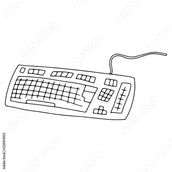 Fototapeta Doodle vector computer keyboard icon