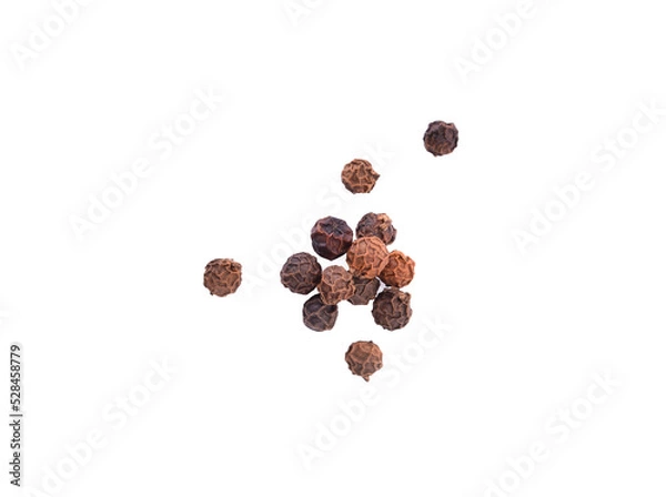 Obraz Black pepper isolated on white background. Top view.