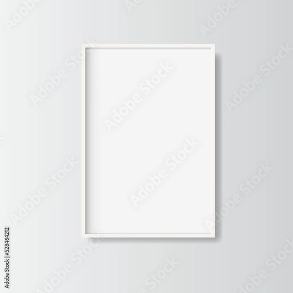 Fototapeta Vector picture frame mockup design. Realistic vertical poster or painting frame mock up template isolated. Blank artwork on the wall. Vector illustration design