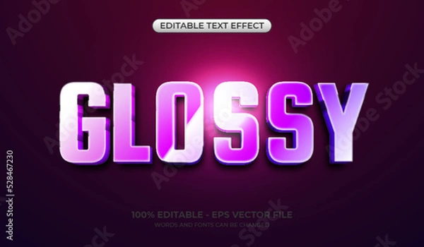 Fototapeta Realistic glossy 3d text effect. Editable shiny gradient text effect