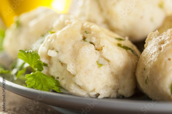 Fototapeta Homemade Matzo Balls with Parsley