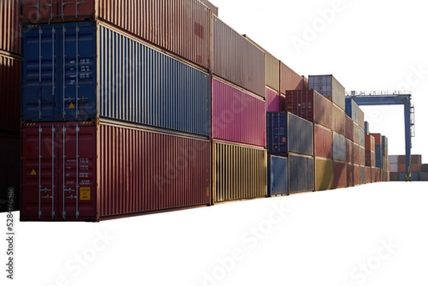 Obraz container on harbor isolated. Stack of shipping containers. Containers on isolated