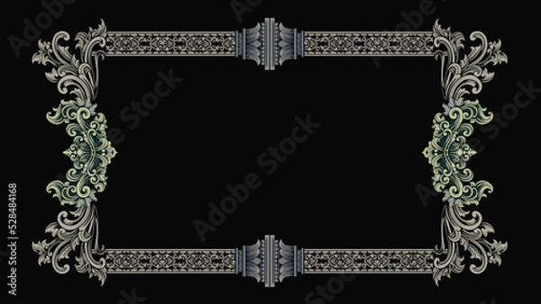 Fototapeta Classic style frame design with exquisite engraving and luxury, editable color