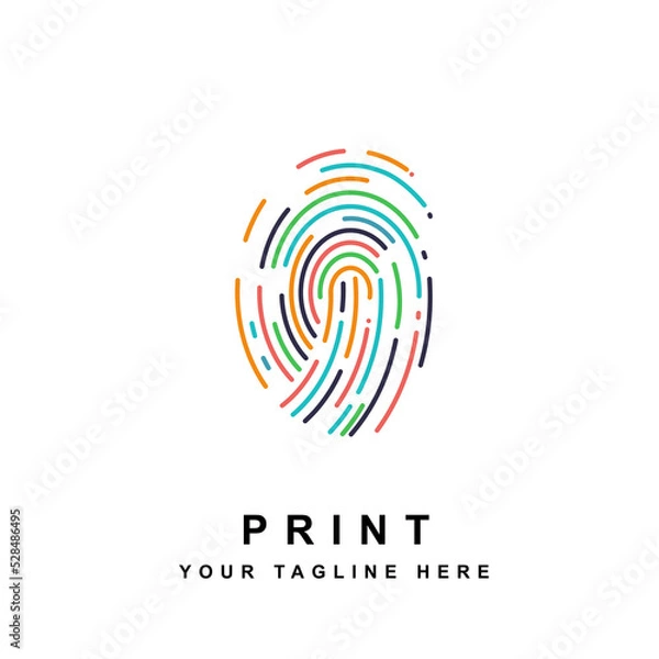 Fototapeta Fingerprint logo,fingerprint scan logo for business card identity.Vector logo and icon design