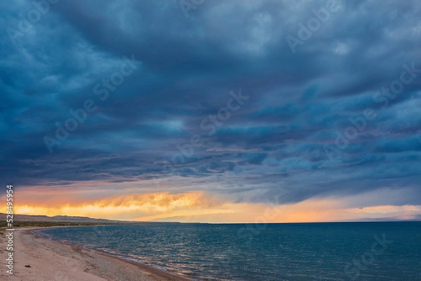 Obraz Sunset over Issyk Kul Lake