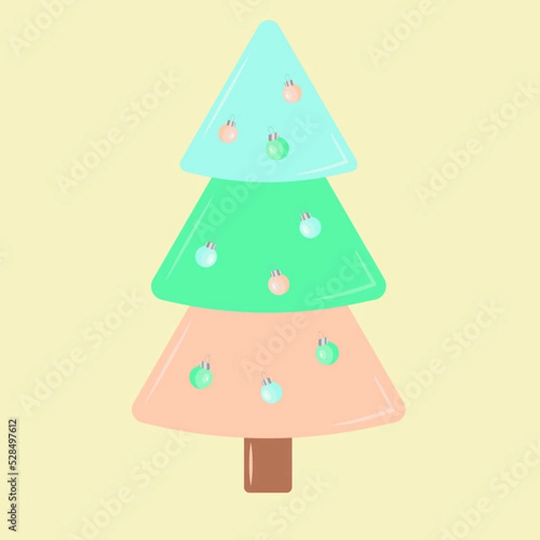 Fototapeta christmas tree multi-colored fir tree with Christmas balls on a white background