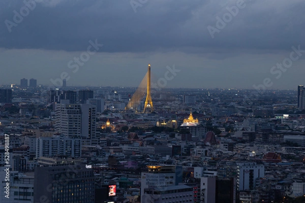 Obraz Bangkok city scape view from beautiful Bhumibol Bridge