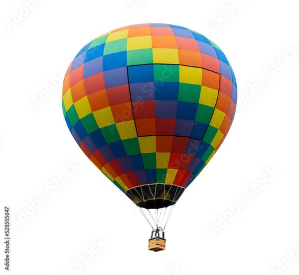 Fototapeta Colorful Hot Air Balloon Floating Isolated on transparent background - PNG format.