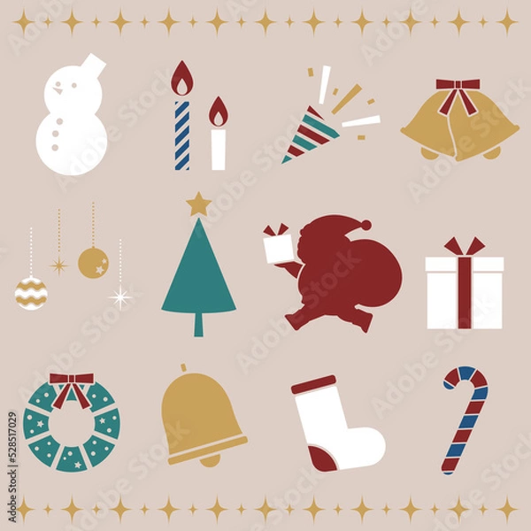 Fototapeta クリスマス素材セット_カラフル