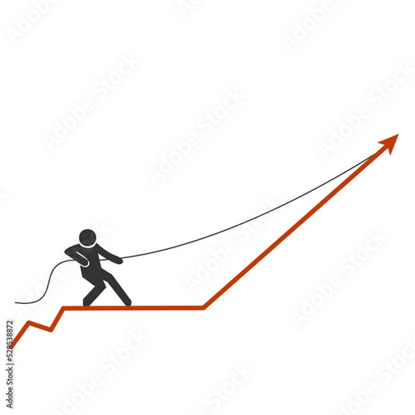 Obraz Person stands on graph and pulling it