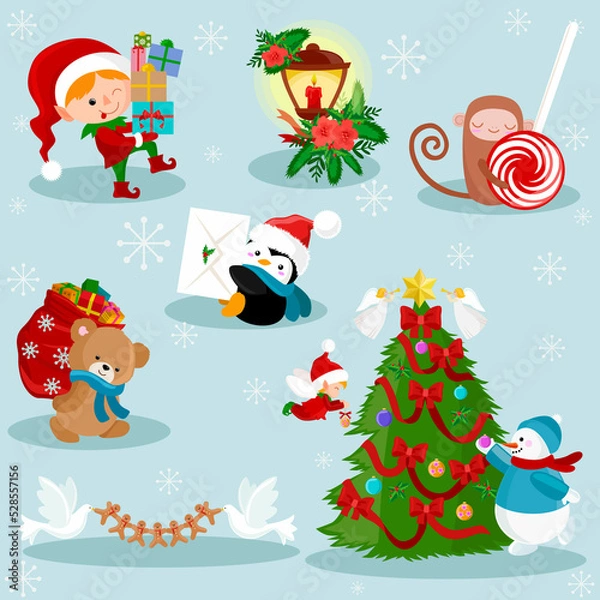 Obraz set of christmas elements