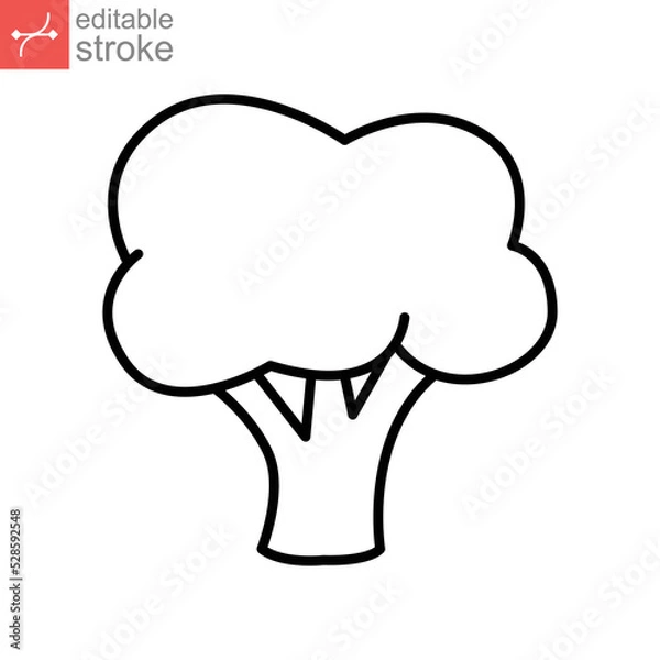 Obraz Broccoli icon. Nature vegetable organic food nutrition. Fresh healthy garden harvest. cabbage, cauliflower editable stroke outline style pictogram vector illustration design on white background EPS 10
