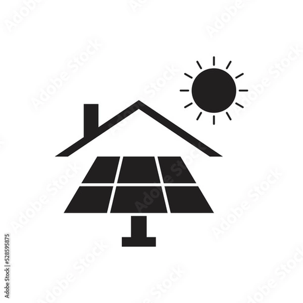 Fototapeta House with solar panel icon. solar energy icon. isolated on white background. vector illustration