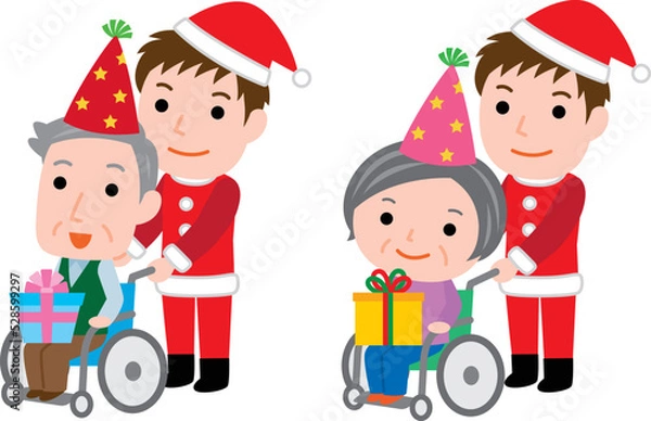 Fototapeta 老人ホームのクリスマスパーティ