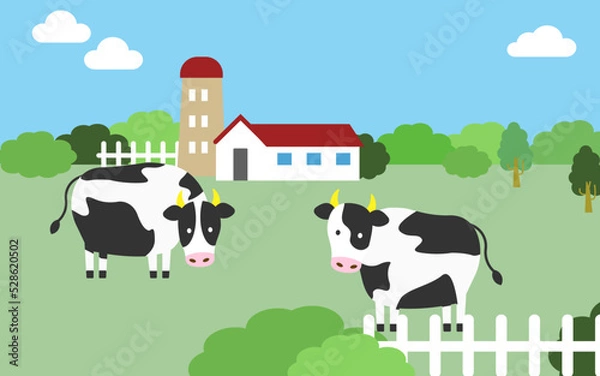 Obraz cows in the farm [農場の牛のイラスト］