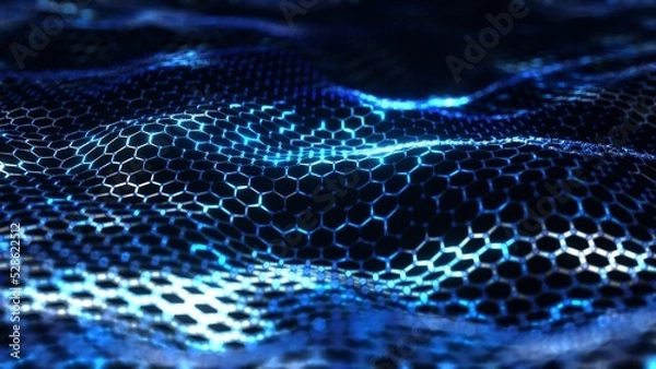 Obraz VJ ハニカム メッシュ 六角形 格子 青 [別Verあり]