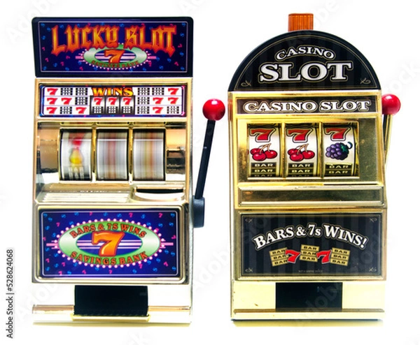 Obraz two vintage toy slot machines  transpatent