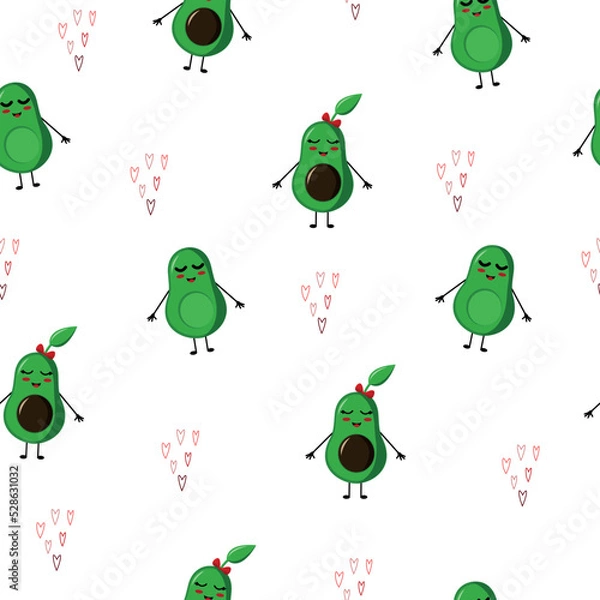 Obraz The pattern with avocado and hearts. Vector illustration