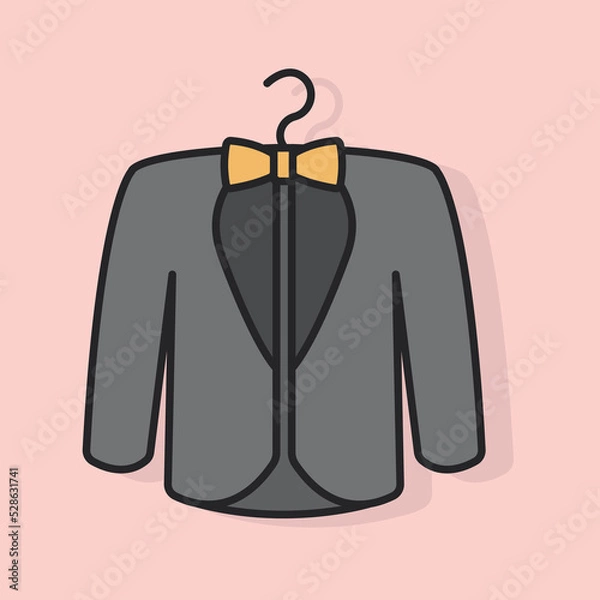 Fototapeta Tuxedo jacket line icon in color. Linear style sign for web design. Men's wedding suit outline vector illustration