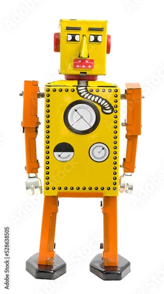 Obraz yellow vintage robot toy transparent