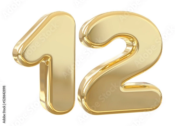 Fototapeta 3d number 12 gold