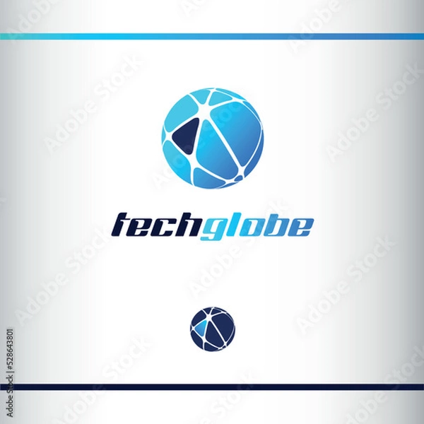 Fototapeta The Blue Sphere Logo. Abstract Globe With Arrow. Logo Design Template