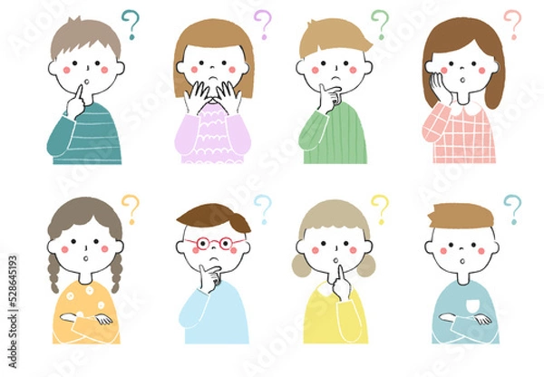 Fototapeta 疑問に思う子どもたちのアイコン　男の子　女の子