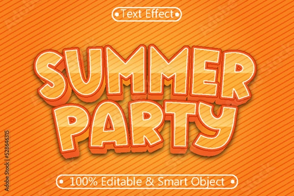 Fototapeta Summer Party Editable Text Effect 3 dimension Emboss Modern style
