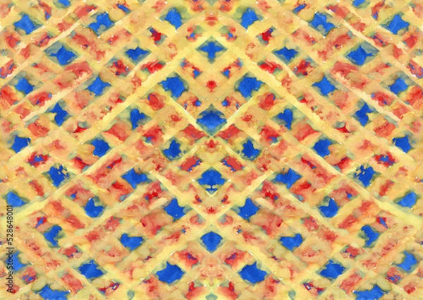Obraz abstract checkered creative pattern as background, hand drawn artwork, watercolor on paper