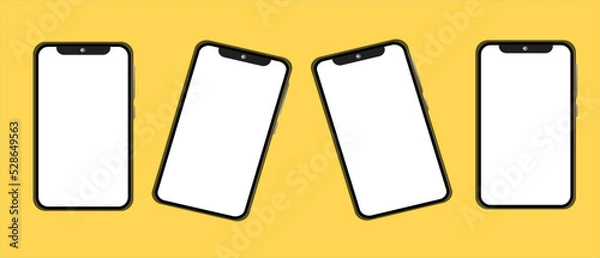 Fototapeta Smartphone vector image on  yellow background.